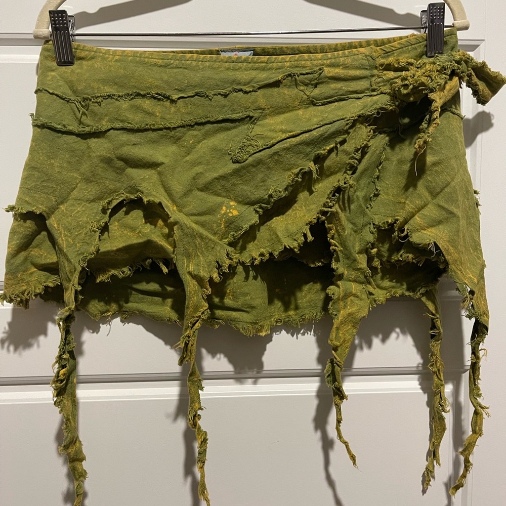 Green Distressed Women's Skirt